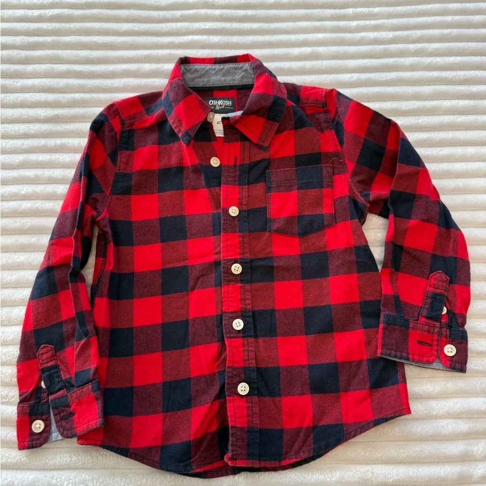 OshKosh B'gosh Red and Black Checkered Kids Shirt